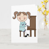 Stick Girl Playing Piano Karte (Gelbe Blume)