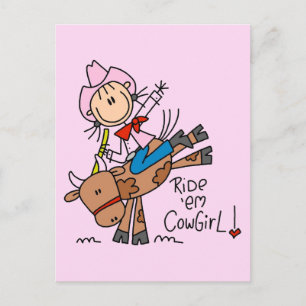 Stick Girl Ride Em Cowgirl T-Shirts und Geschenke Postkarte