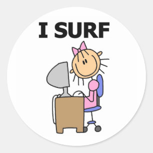 Stick Girl Web-Surfen T-Shirts und Geschenke Runder Aufkleber