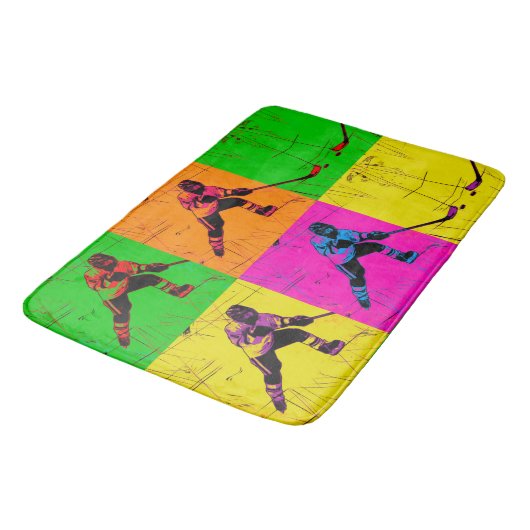 Stick Handling Hockey Player Badematte (Schrägansicht)