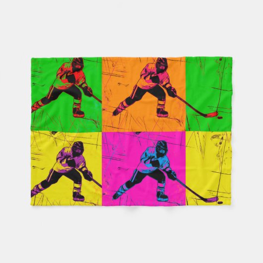 Stick Handling Hockey Player Fleece Blanket (Vorderseite (Horizontal))