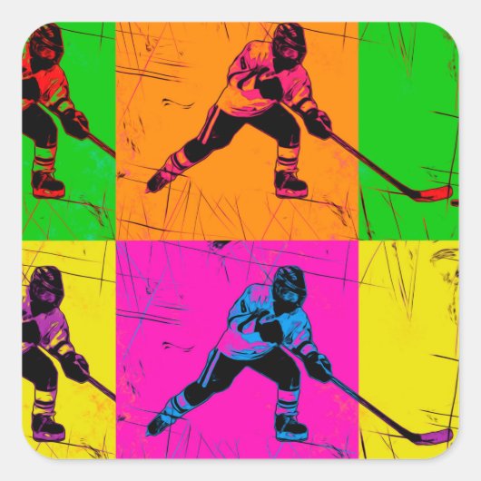 Stick Handling Hockey Player Quadratischer Aufkleber (Vorderseite)