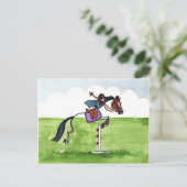 STICK HORSE Pony Showjumping Postkarte (Stehend Vorderseite)