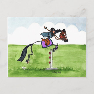 STICK HORSE Pony Showjumping Postkarte