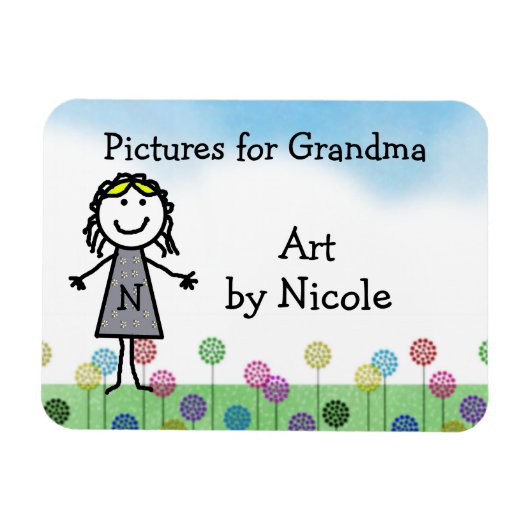 Stick Kid Girls Personalisierter Kühlschrank Art F Magnet (Horizontal)