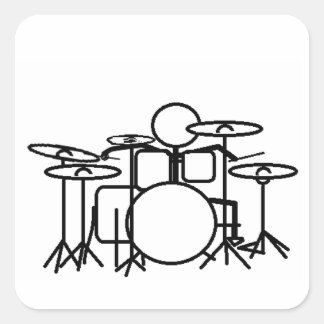 Stick man Drummer Quadratischer Aufkleber