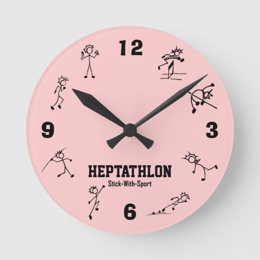 Stick mit Sport-Heptathlon-Uhr und Feld Runde Wanduhr (Vorderseite)