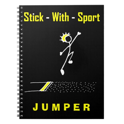 Stick mit Sport Long Jumper Black + Gold Notepad Notizblock (Vorderseite)