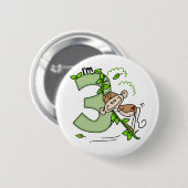 Stick Monkey Swing 3. Geburtstag Button (Vorne & Hinten)