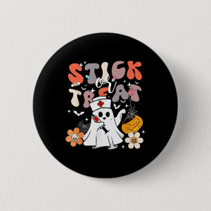Stick oder Leckerei Halloween Ghost Nurse Crna Eme Button