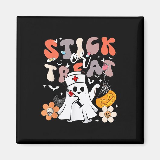 Stick oder Leckerei Halloween Ghost Nurse Crna Eme Magnet (Vorne)