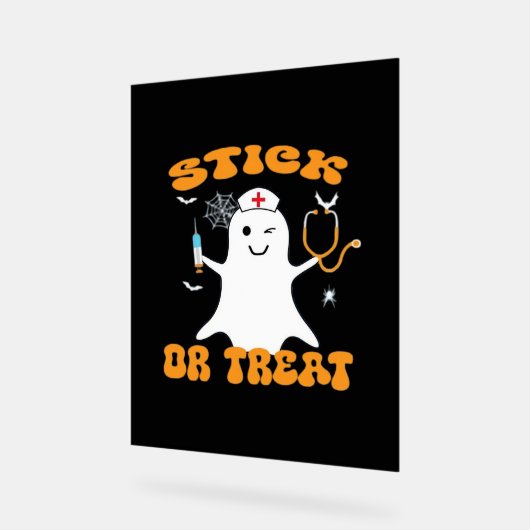 Stick oder Leckerei Nurse Funny Halloween Kostüm E Acrylschild (Winkel)