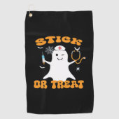 Stick oder Leckerei Nurse Funny Halloween Kostüm E Golfhandtuch (Vorderseite)