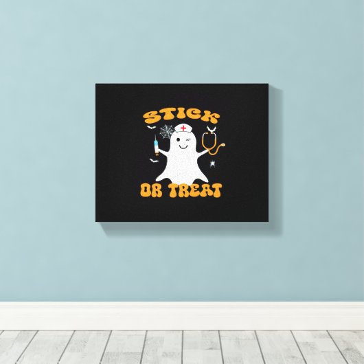 Stick oder Leckerei Nurse Funny Halloween Kostüm E Leinwanddruck (Insitu (Holzboden))