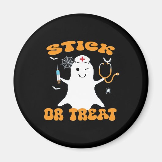 Stick oder Leckerei Nurse Funny Halloween Kostüm E Magnet (Vorne)