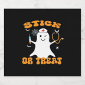 Stick oder Leckerei Nurse Funny Halloween Kostüm E Schaumweinetikett (Einzelnes Label)