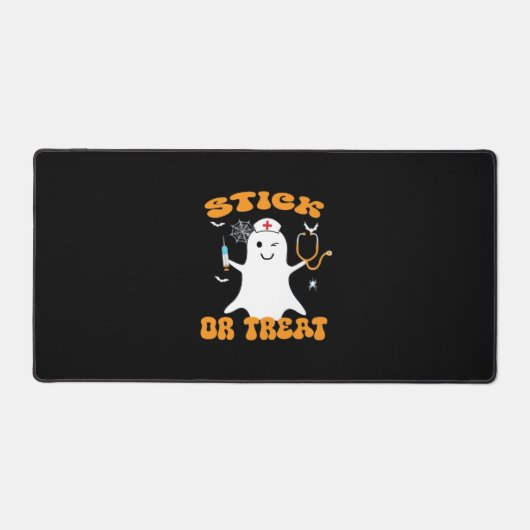 Stick oder Leckerei Nurse Funny Halloween Kostüm E Schreibtischunterlage (Vorderseite)