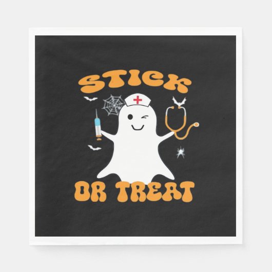 Stick oder Leckerei Nurse Funny Halloween Kostüm E Serviette (Vorderseite)