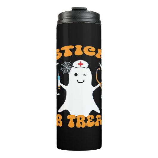 Stick oder Leckerei Nurse Funny Halloween Kostüm E Thermosbecher (Vorderseite)