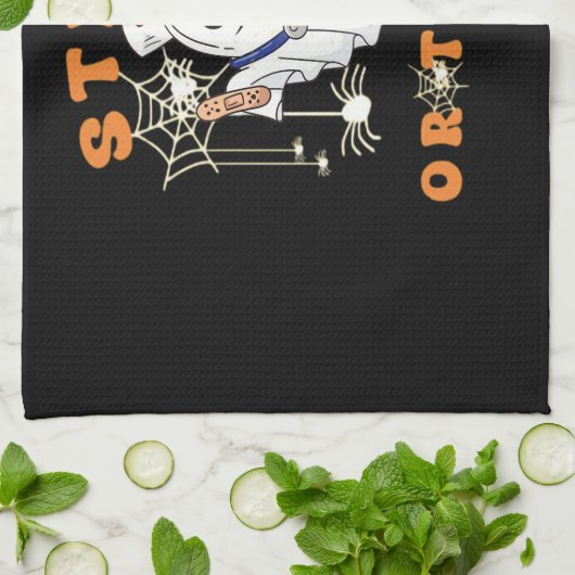 Stick oder Leckerei Nurse Spooky Nurse Kostüm Funn Geschirrtuch (Gefaltet)