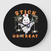 Stick oder Leckerei Nurse Spooky Nurse Kostüm Funn Große Wanduhr (Vorderseite)