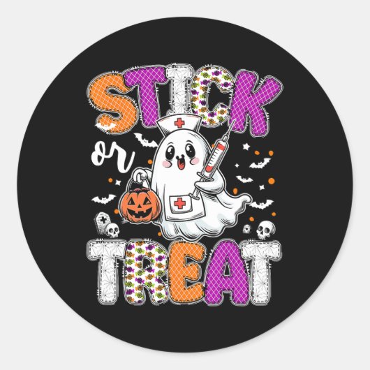Stick Or Treat Geist Phlebotomie Tech Er Intensivs Runder Aufkleber (Vorderseite)