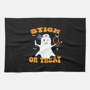 Stick or Treat Krankenschwester Lustiges Halloween Geschirrtuch