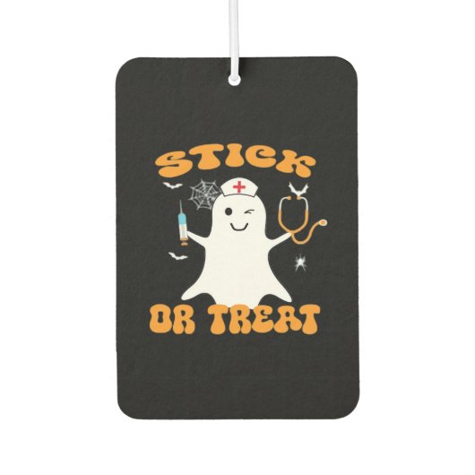 Stick or Treat Nurse Funny Halloween Costume Essen Autolufterfrischer (Vorderseite)