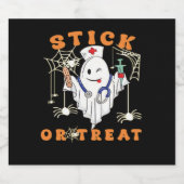 Stick or Treat Nurse Spooky Nurse Costume Funny Ha Schaumweinetikett (Einzelnes Label)