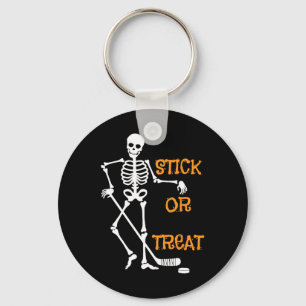 Stick Or Treat Skelett Eishockey Halloween Spuk Schlüsselanhänger