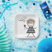 Stick Party Girl with Red Wine Pappteller (Party)