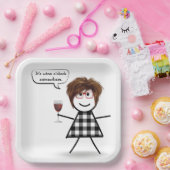 Stick Party Girl with Red Wine Pappteller (Party)