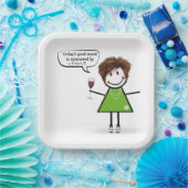 Stick Party Girl with Red Wine Pappteller (Party)