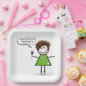 Stick Party Girl with Red Wine Pappteller (Party)