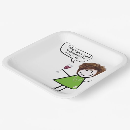 Stick Party Girl with Red Wine Pappteller (Gewinkelt)