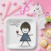 Stick Party Girl with Red Wine Pappteller (Party)