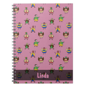 Stick People Children Pattern Girl irgendeinen Nam Notizblock