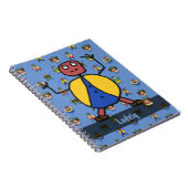Stick People Children Pattern Junge einen Namen Notizblock (Rechte Seite)