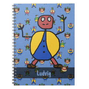 Stick People Children Pattern Junge einen Namen Notizblock