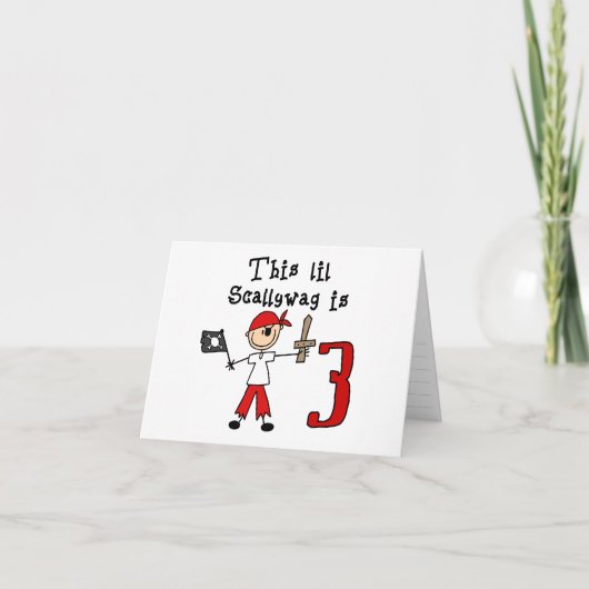 Stick Pirate 3rd Birthday Fill-in Invitation Einladung (Vorderseite)