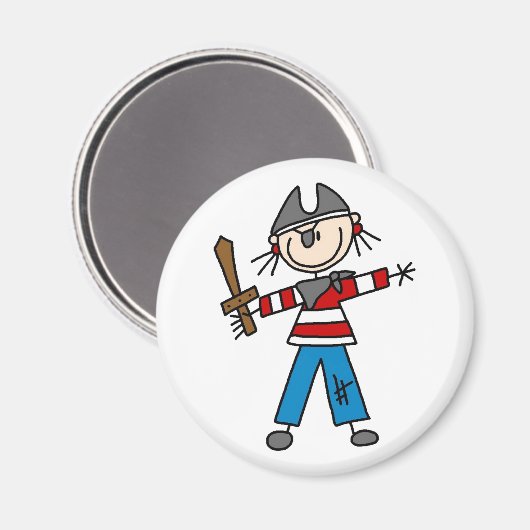 Stick Pirate mit Schwertmagnet Magnet (Vorderseite/Rückseite)