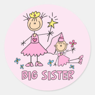 Stick Princess Duo Big Sister Runder Aufkleber