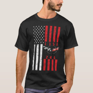 Stick Shift American Flag Chevrolet Corvette 6 Gea T-Shirt
