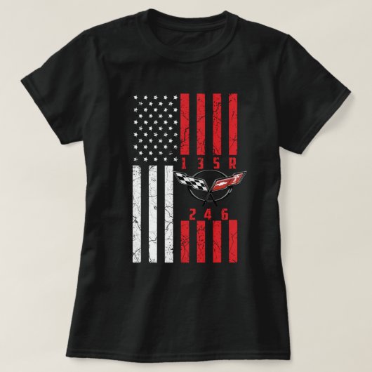 Stick Shift American Flag Chevrolet Corvette 6 Gea T-Shirt (Design vorne)