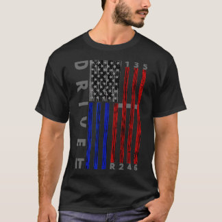 Stick Shift American Flag Muscle Car Si Speed Gebe T-Shirt
