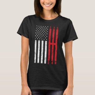 Stick Shift American Flag muss CT 6 Gears Mecha T-Shirt