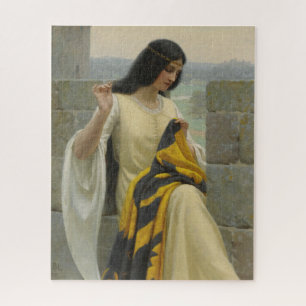 Sticken der Standardflagge (mittelalterliche Frau) Puzzle