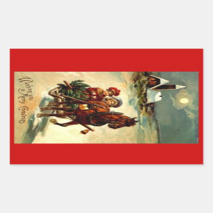 Sticker Antikes Weihnachtsfest Ein Pferd Offener S
