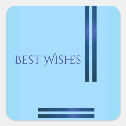 Sticker 'Beste Wünsche' - Hellblau mit Marineblaue (Vorderseite)