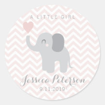 Sticker Birth Announcement Girl Elephant Niedlich